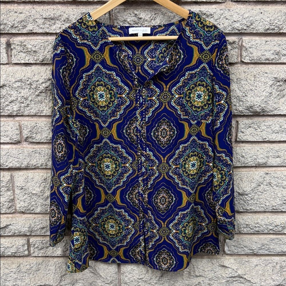 Vibrant Blue and Gold Women's Blouse